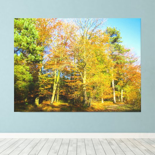 Herfstbossen & Zonneschijn - Canvas Afdruk (Insitu (Houten vloer))