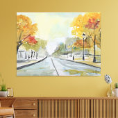 Herfstboulevard in Parijs Expressionistisch Canvas Afdruk (Insitu (Woonkamer))