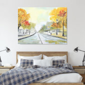 Herfstboulevard in Parijs Expressionistisch Canvas Afdruk (Insitu (Slaapkamer))