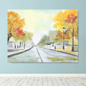 Herfstboulevard in Parijs Expressionistisch Canvas Afdruk (Insitu (Houten vloer))