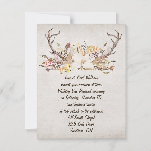 herfstbouquet en hertengeweien verlenging van de h kaart (Voorkant)