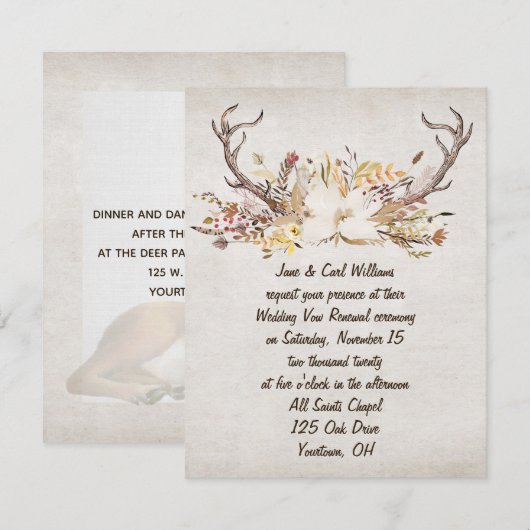 herfstbouquet en hertengeweien verlenging van de h kaart (Voorkant / Achterkant)