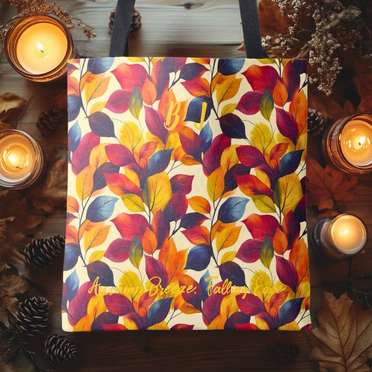 Herfstbries met levendige herfstbladeren tote bag