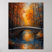 Herfstbrug over de Serene River in het impressioni Poster (Voorkant)
