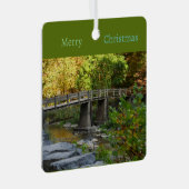 Herfstbrug Waterscape Metal Ornament (Voorkant Rechts)