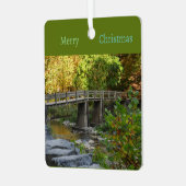Herfstbrug Waterscape Metal Ornament (Voorkant links)