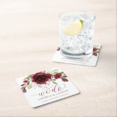 Herfstbruiloft Bourgondische wijn rood bloemenblad Kartonnen Onderzetters (Insitu)