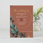 Herfstbruiloft 🍂 Deep Blue Floral Elegant 💙 Kaart (Staand voorkant)