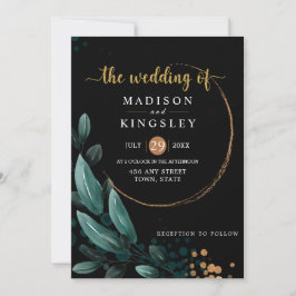 Herfstbruiloft 🍂 Deep Blue Floral Elegant 💙 Kaart