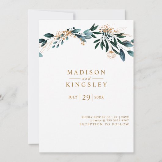 Herfstbruiloft 🍂 Deep Blue Floral Elegant 💙 Kaart (Achterkant)