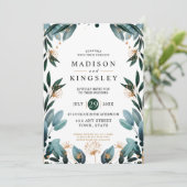 Herfstbruiloft 🍂 Deep Blue Floral Elegant 💙 Kaart (Staand voorkant)