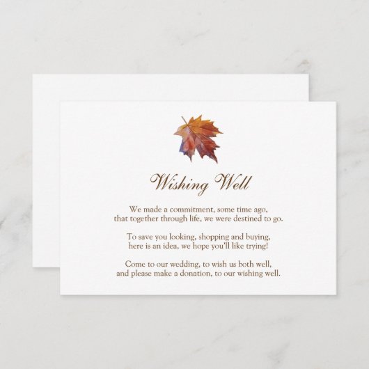 Herfstbruiloft die goed wenst, Waterverf Leaf Informatiekaartje (Voorkant / Achterkant)