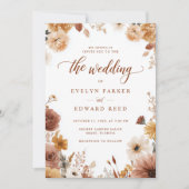 Herfstbruiloft Elegante Bloemen Kaart (Voorkant)