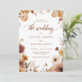 Herfstbruiloft Elegante Bloemen Kaart (Staand voorkant)