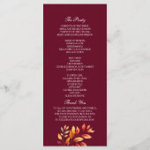 Herfstbruiloft in Bourgondië Programmakaart (Achterkant)