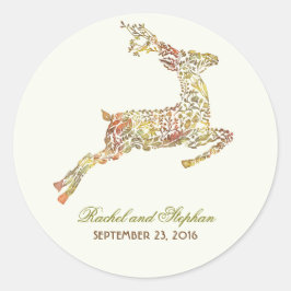 herfstbruiloft met hert ronde sticker