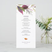 Herfstbruiloft met Paarse bladeren Menu Kaart (Staand voorkant)