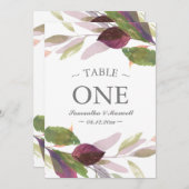 Herfstbruiloft met Paarse gebladerte tafel nummer (Voorkant / Achterkant)