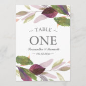 Herfstbruiloft met Paarse gebladerte tafel nummer (Voorkant)