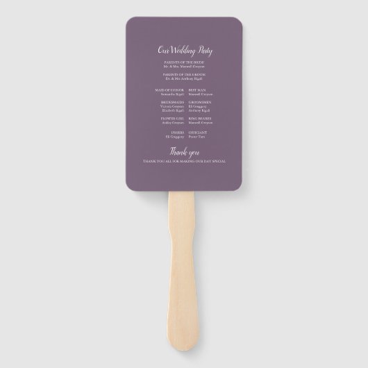 Herfstbruiloft met Paarse Waterverf bladeren Handwaaier (Achterkant)