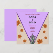 Herfstbruiloft paarse Stijlvol Elegant modern Kaart (Voorkant / Achterkant)