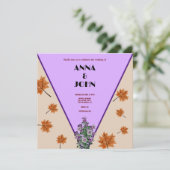 Herfstbruiloft paarse Stijlvol Elegant modern Kaart (Staand voorkant)