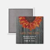 Herfstbruiloft Save The Date - Barnwood & Sunflowe Magneet (Voorkant / Achterkant)