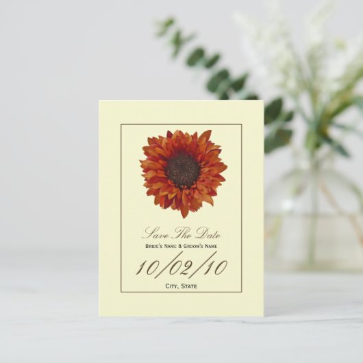 Herfstbruiloft Save the Date Briefkaart - Herfstbl (Staand voorkant)