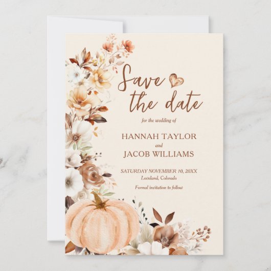 Herfstbruiloft terracotta save the date (Voorkant)