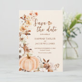Herfstbruiloft terracotta save the date (Staand voorkant)