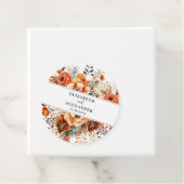 Herfstbruiloft warme botanische namen en datum bedankjes labels (In situ)