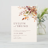 Herfstbruiloft Waterverf Herfstbladeren Kaart (Staand voorkant)