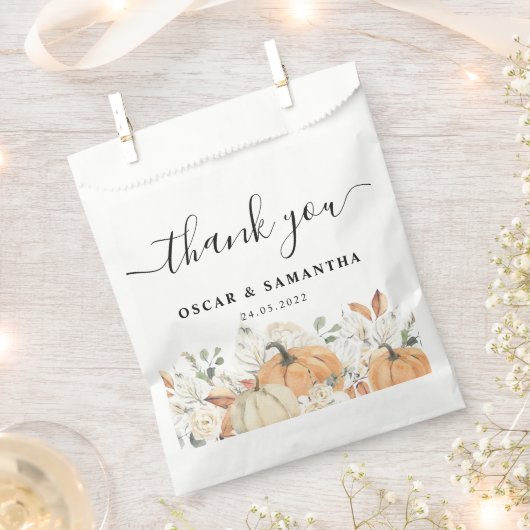 Herfstbruiloft| Waterverf pompoenen Bedankzakje (Geknipt)