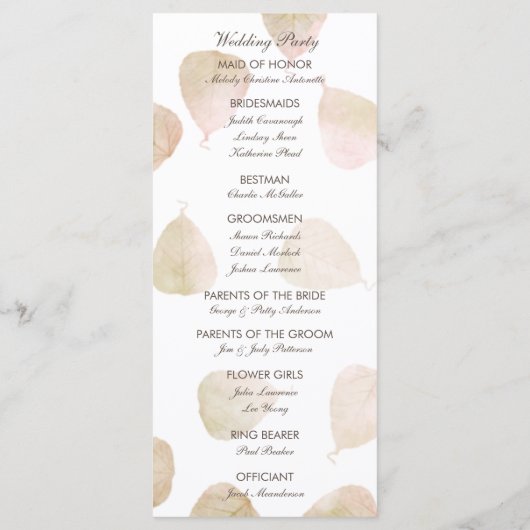 herfstbruiloft | Waterverf verlaat het programma Programmakaart (Achterkant)