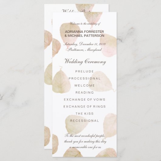 herfstbruiloft | Waterverf verlaat het programma Programmakaart (Voorkant / Achterkant)