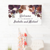 Herfstbruiloft Welkom Paarse pruimenbloem Spandoek (Insitu)