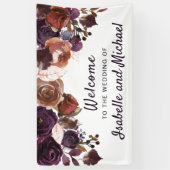 Herfstbruiloft Welkom Paarse pruimenbloem Spandoek (Verticaal)