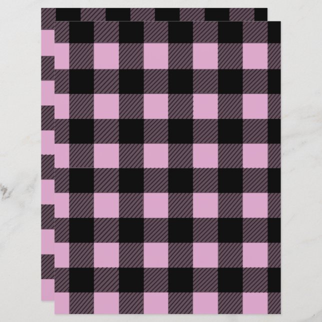 Herfstbuffel plaid roze plakboek papier (Voorkant / Achterkant)