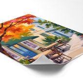 Herfstcafé Watercolor Herfstblad Kunst Poster (Hoek)