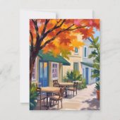 Herfstcafé Watercolor Herfstloof Kaart (Voorkant)