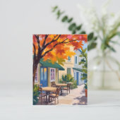 Herfstcafé Watercolor Herfstloof Kaart (Staand voorkant)