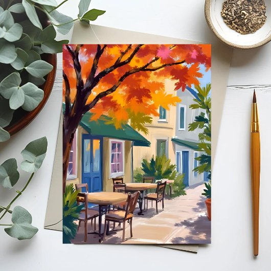 Herfstcafé Waterverf herfstblad Briefkaart