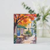 Herfstcafé Waterverf herfstblad Briefkaart (Staand voorkant)