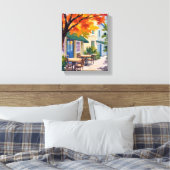 Herfstcafé Waterverf Herfstloof Canvas Afdruk (Insitu (Slaapkamer))