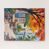 Herfstcafé Waterverf herfstloof Legpuzzel (Horizontaal)