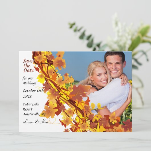 Herfstcascade Sla de datum op aankondiging (Staand voorkant)