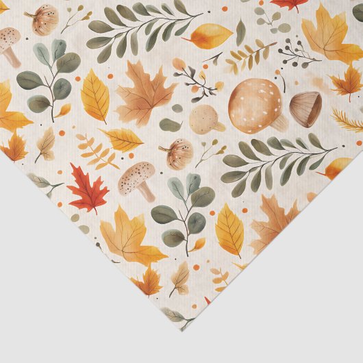 Herfstchampignons en bladeren Herfst Patroon Decou Tissuepapier (Detail)