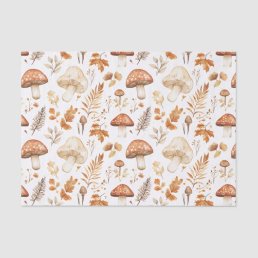 Herfstchampignons en bladeren Herfst Patroon Decou Tissuepapier (Voorkant)