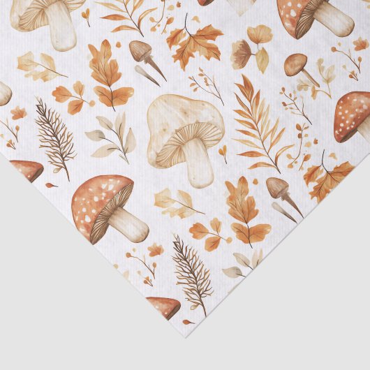 Herfstchampignons en bladeren Herfst Patroon Decou Tissuepapier (Detail)
