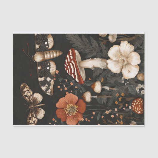 Herfstchampignons en bloemen Herfst Decoupage Tissuepapier (Voorkant)